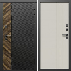 Входная дверь Termo-Door Браш - Страйп Слоновая Кость