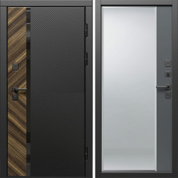 Входная дверь Termo-Door Браш - Зеркало Фацет Grey софт