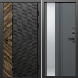 Входная дверь Termo-Door Браш - Зеркало Люмис Грей Софт