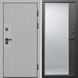 Входная дверь Termo-Door Эклипс Грей Софт - Зеркало Фацет Черный кварц+тонировка серая