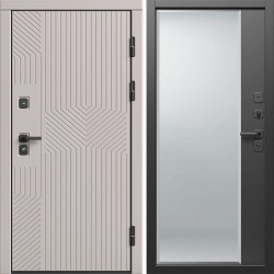 Входная дверь Termo-Door Эклипс Капучино - Зеркало Фацет Черный кварц+тонировка серая