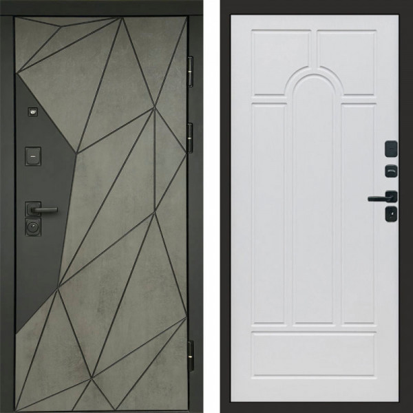 Входная дверь Termo-Door Геометрия Бетон - Арка белое дерево