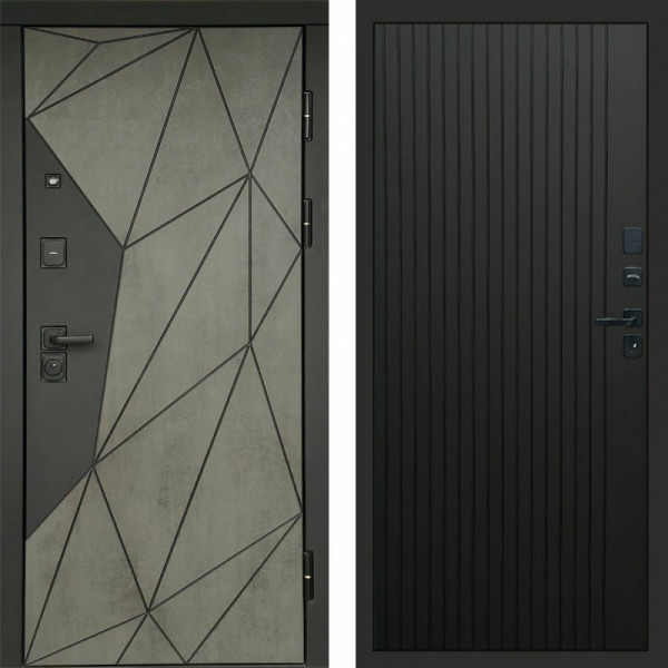 Входная дверь Termo-Door Геометрия Бетон - Flat Черный кварц