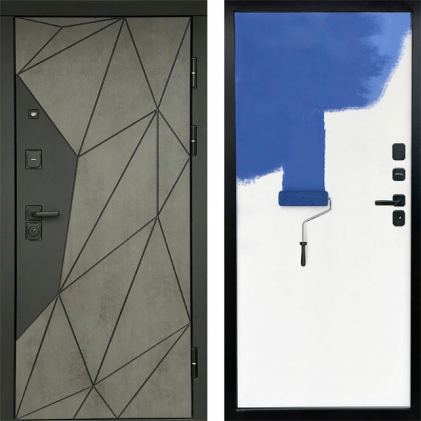 Входная дверь Termo-Door Геометрия Бетон - Гладкая Панель Под Покраску Под покраску (грунт)