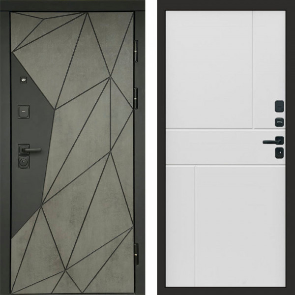 Входная дверь Termo-Door Геометрия Бетон - Горизонт белый