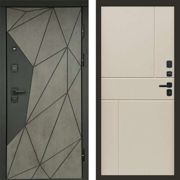 Входная дверь Termo-Door Геометрия Бетон - Горизонт Слоновая кость