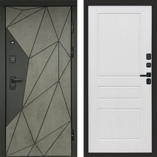 Входная дверь Termo-Door Геометрия Бетон - Классика белое дерево