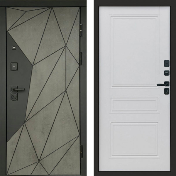 Входная дверь Termo-Door Геометрия Бетон - Классика белый матовый