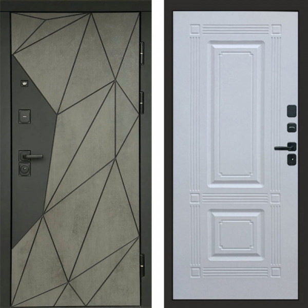 Входная дверь Termo-Door Геометрия Бетон - Мадрид Белый софт