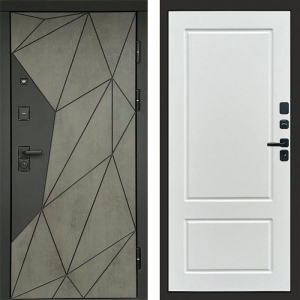 Входная дверь Termo-Door Геометрия Бетон - Марсель Белый софт