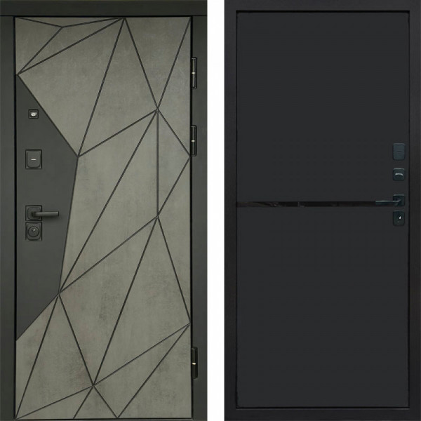 Входная дверь Termo-Door Геометрия Бетон - Нео Black