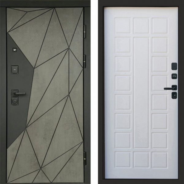 Входная дверь Termo-Door Геометрия Бетон - Престиж белое дерево
