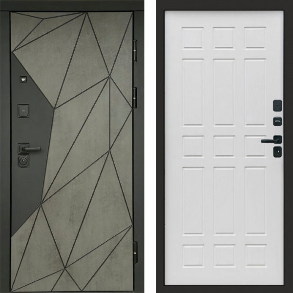 Входная дверь Termo-Door Геометрия Бетон - Спарта белое дерево