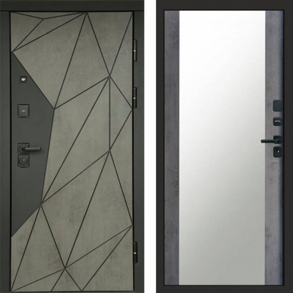 Входная дверь Termo-Door Геометрия Бетон - Зеркало бетон темный
