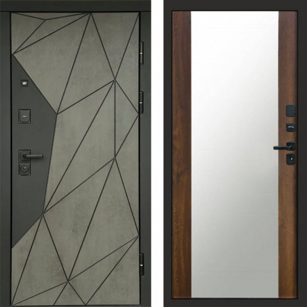 Входная дверь Termo-Door Геометрия Бетон - Зеркало дуб