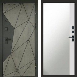 Входная дверь Termo-Door Геометрия Бетон - Зеркало Фацет Белый софт