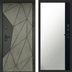 Входная дверь Termo-Door Геометрия Бетон - Зеркало Фацет Черный кварц
