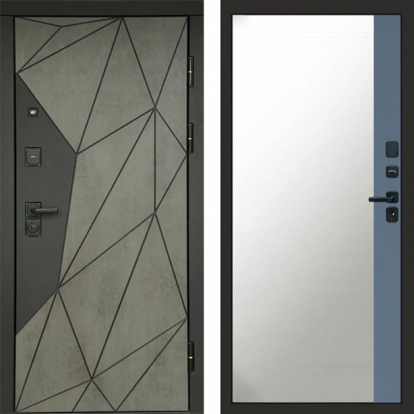 Входная дверь Termo-Door Геометрия Бетон - Зеркало Фацет Grey софт