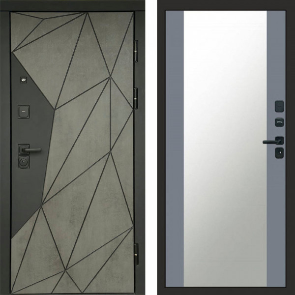 Входная дверь Termo-Door Геометрия Бетон - Зеркало Grey Софт