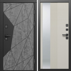 Входная дверь Termo-Door Геометрия Бетон - Зеркало Люмис Соновая Кость