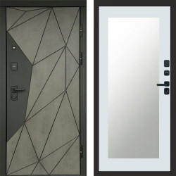 Входная дверь Termo-Door Геометрия Бетон - Зеркало Триумф Белый софт