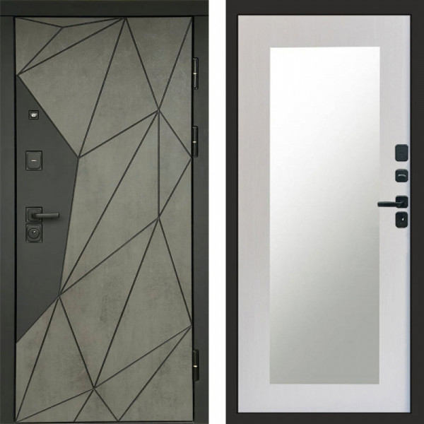 Входная дверь Termo-Door Геометрия Бетон - Зеркало Триумф лиственница