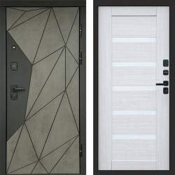 Входная дверь Termo-Door Геометрия Бетон - Зеркало Триумф Царга лиственница 4500 / 5500