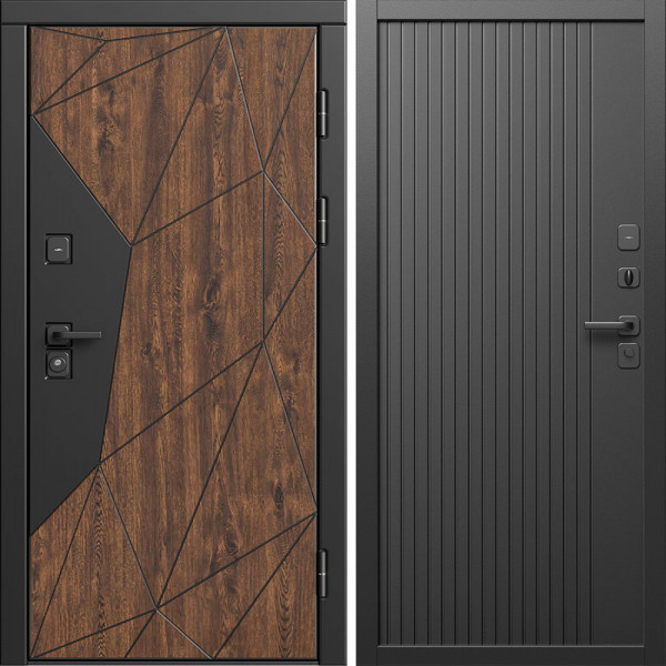 Входная дверь Termo-Door Геометрия Дуб - Флэт Черный кварц