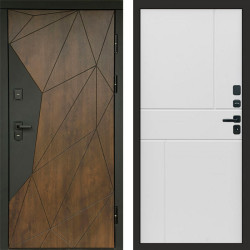 Входная дверь Termo-Door Геометрия Дуб - Горизонт белый