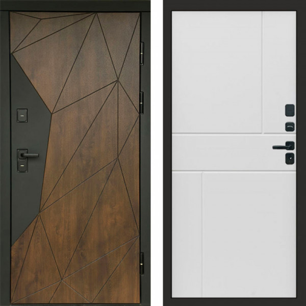Входная дверь Termo-Door Геометрия Дуб - Горизонт белый