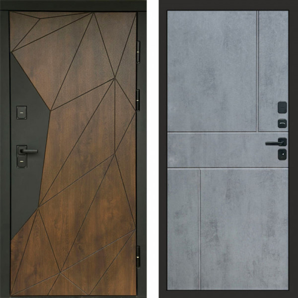 Входная дверь Termo-Door Геометрия Дуб - Горизонт бетон темный