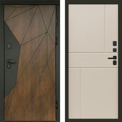 Входная дверь Termo-Door Геометрия Дуб - Горизонт Слоновая кость