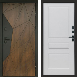 Входная дверь Termo-Door Геометрия Дуб - Классика белый матовый