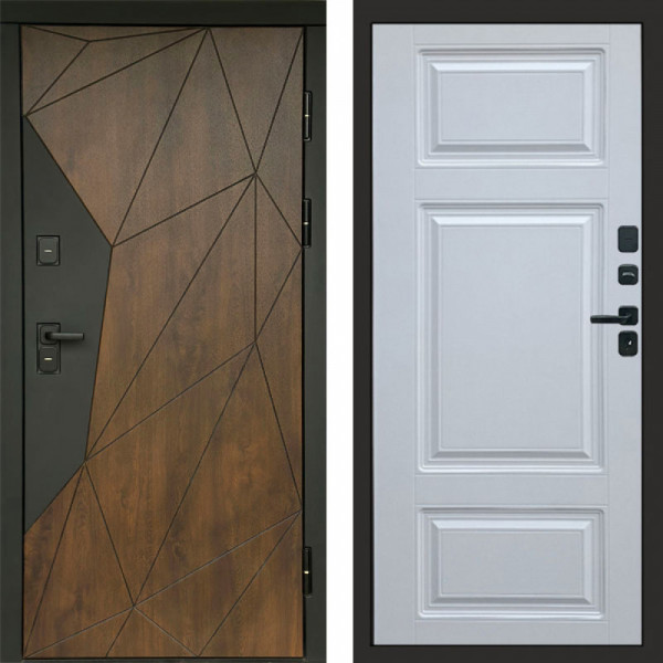 Входная дверь Termo-Door Геометрия Дуб - Лион Белый софт