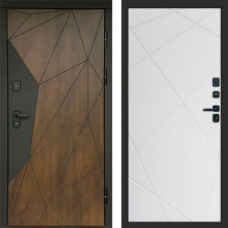Входная дверь Termo-Door Геометрия Дуб - Лучи белый