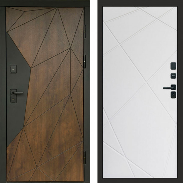 Входная дверь Termo-Door Геометрия Дуб - Лучи белый