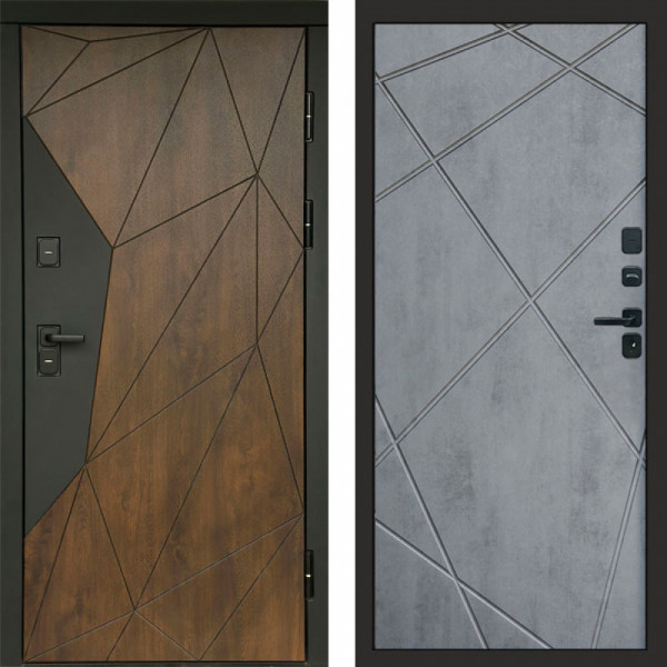 Входная дверь Termo-Door Геометрия Дуб - Лучи бетон темный