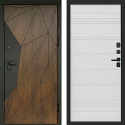 Входная дверь Termo-Door Геометрия Дуб - Лучи White line