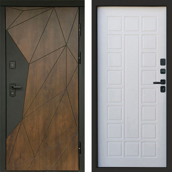 Входная дверь Termo-Door Геометрия Дуб - Престиж белое дерево