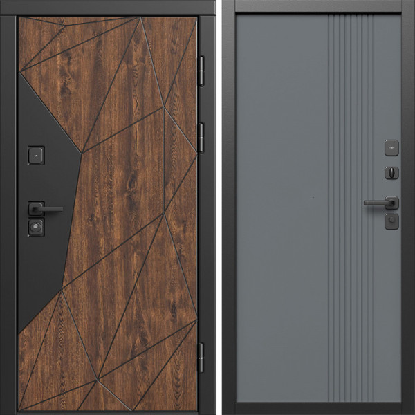 Входная дверь Termo-Door Геометрия Дуб - Страйп Грей Софт