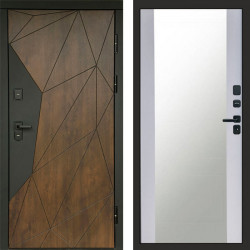 Входная дверь Termo-Door Геометрия Дуб - Зеркало белый софт