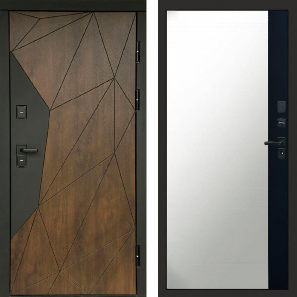 Входная дверь Termo-Door Геометрия Дуб - Зеркало Фацет Черный кварц