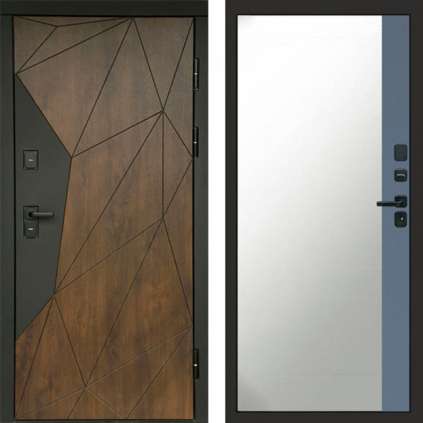Входная дверь Termo-Door Геометрия Дуб - Зеркало Фацет Grey софт