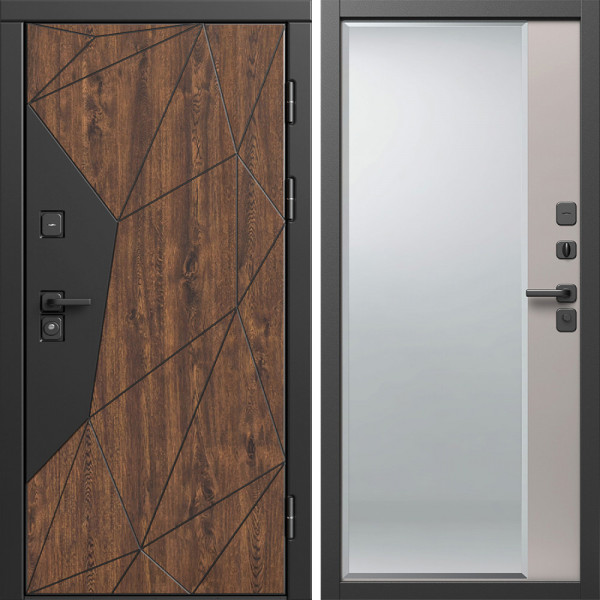 Входная дверь Termo-Door Геометрия Дуб - Зеркало Фацет Капучино
