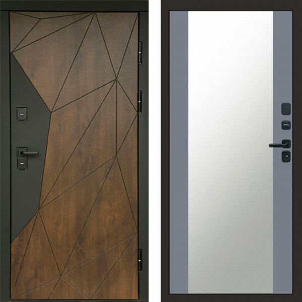 Входная дверь Termo-Door Геометрия Дуб - Зеркало Grey Софт