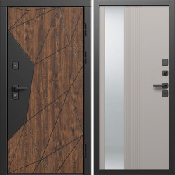Входная дверь Termo-Door Геометрия Дуб - Зеркало Люмис Капучино