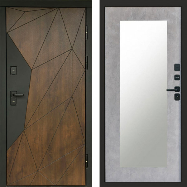 Входная дверь Termo-Door Геометрия Дуб - Зеркало Триумф бетон светлый