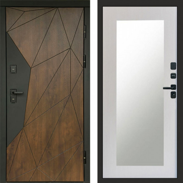 Входная дверь Termo-Door Геометрия Дуб - Зеркало Триумф лиственница