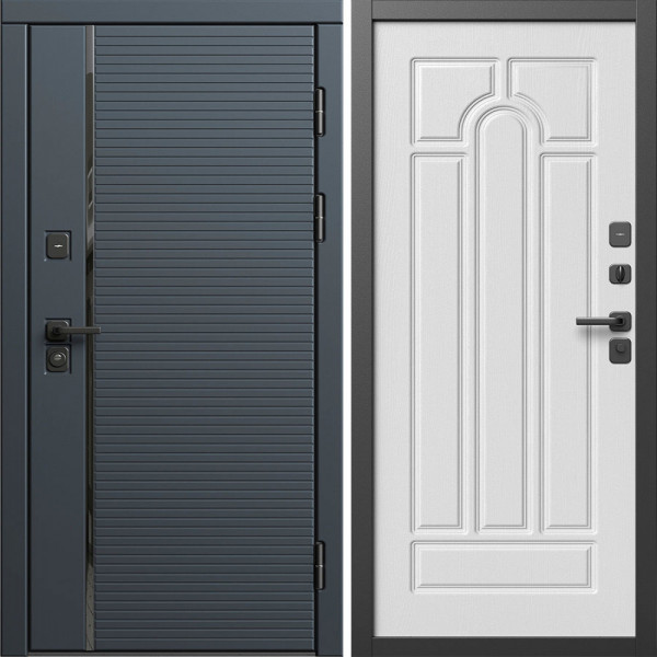 Входная дверь Termo-Door Графит Лайн - Арка белое дерево