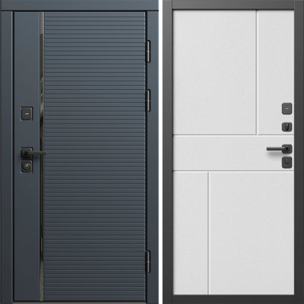 Входная дверь Termo-Door Графит Лайн - Горизонт белый